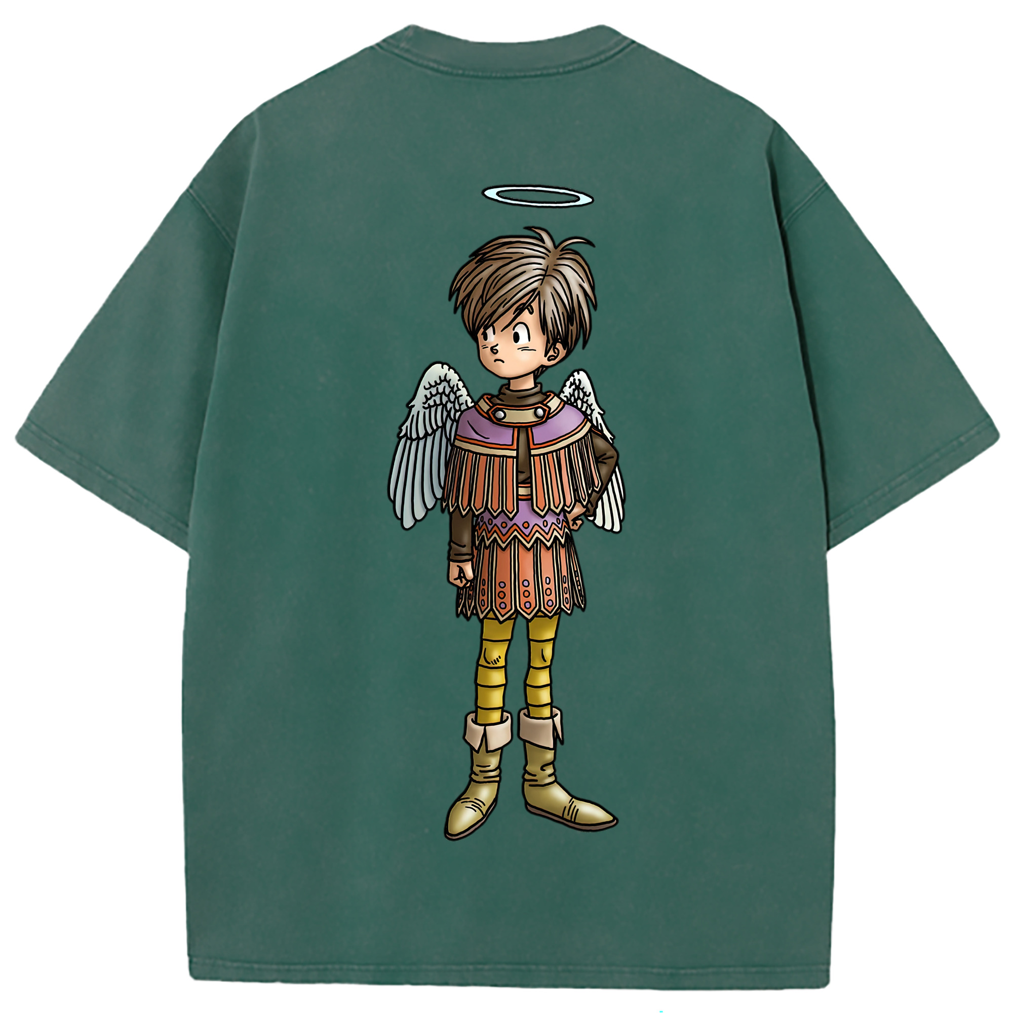 （画像用） ドラゴンクエスト Doragon Kuesuto Dragon Quest 綿100% ヴィンテージ風 半袖Tシャツ（背面プリント）